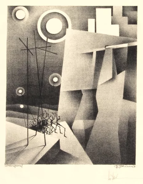 Otto Tschumi — 2 Blätter: Untergang, 1924; (nach) L'endroit perdu, 1975