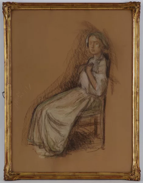 Otto Vautier — Otto Vautier (1863-1919), Femme assise, pastel sur