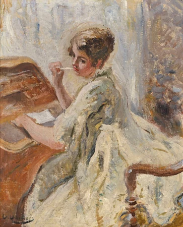 Jeune femme écrivant