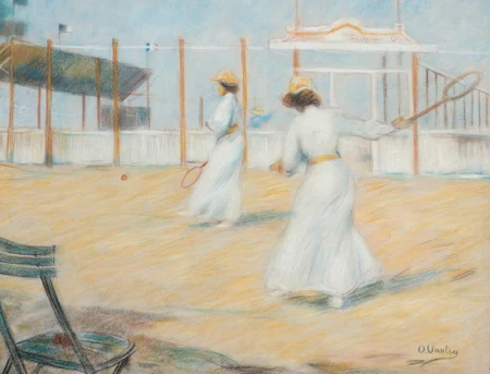 Femmes jouant au tennis sur la plage