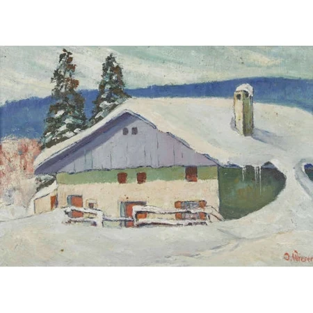 Verschneites Bauernhaus