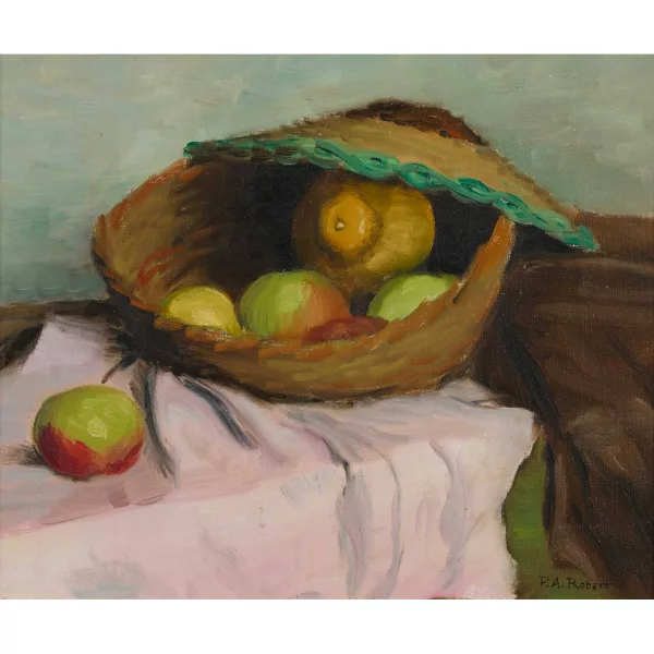 Paul-André Robert — Obststillleben im Flechtkorb.