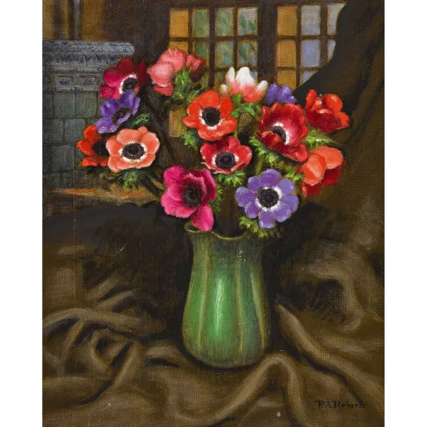 Paul-André Robert — Anemonen in grüner Vase.