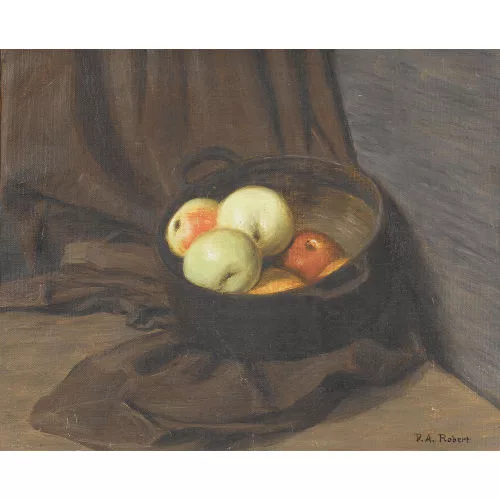 Paul-André Robert — Stillleben mit Äpfeln in einem Topf.