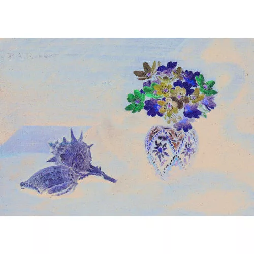 Paul-André Robert — Stillleben mit Blumen und Muscheln.