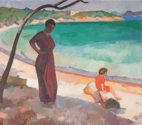 Mutter und Kind am Strand, 1913