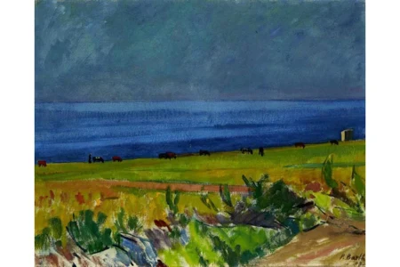 Weidende Tiere - Blick aufs Meer