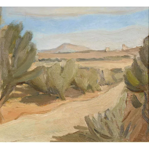 Paul Basilius Barth — Südliche Landschaft mit buschgesäumtem Weg.