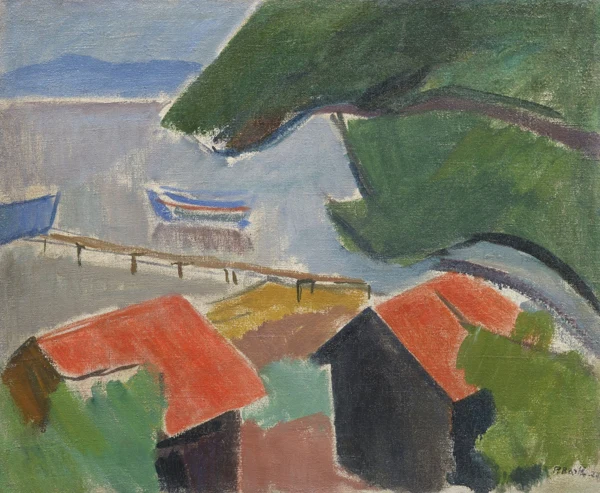 Paul Basilius Barth — Häuser mit roten Dächern, 1922
