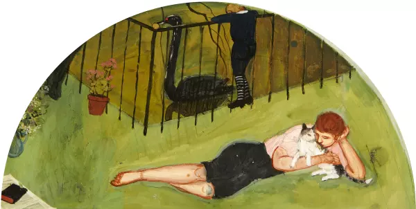 Knabe mit Katze