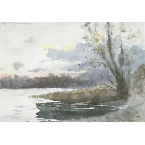 Paul Bouvier — Seeuferpartie mit Boot.