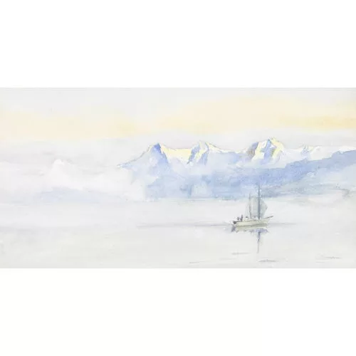 Paul Bouvier — Der Neuenburgersee mit Eiger, Mönch und Jungfrau.