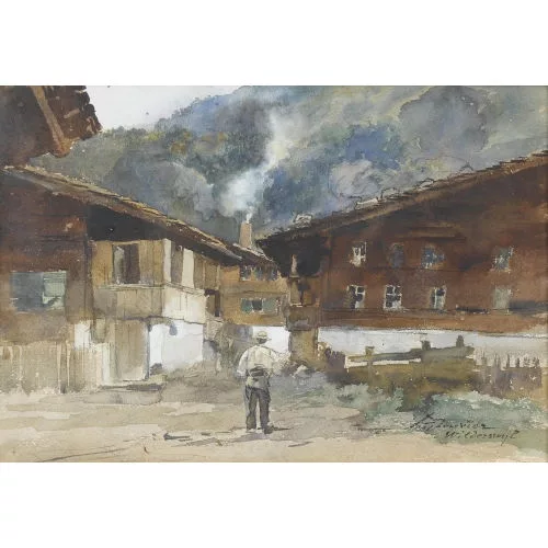 Paul Bouvier — Bauernhäuser in Wilderswil im Berner Oberland.