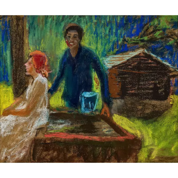 Mann und Frau am Brunnen