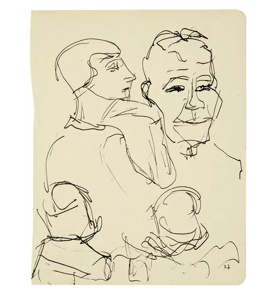 Paul Camenisch — Selbstbildnis. - Studie mit Meret Oppenheim — Galerie Kornfeld