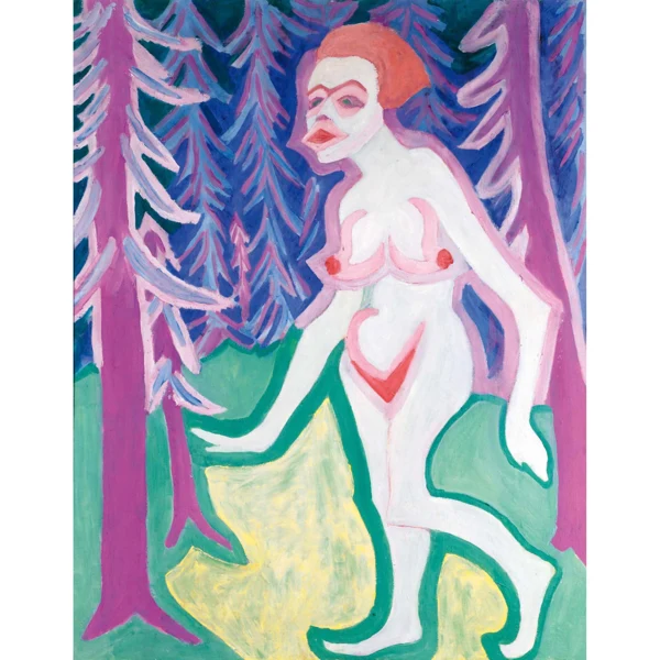 Paul Camenisch — WEIBLICHER AKT IM WALD - recto FEMALE NUDE IN THE WOODS - front AM SEEUFER, 1933 - verso AT LAKE'S EDGE, 1933 - back