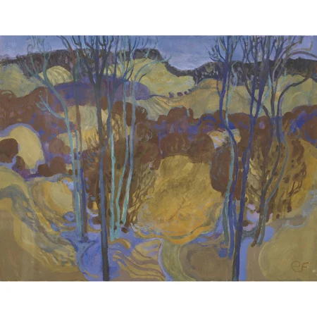 Landschaft mit entlaubten Bäumen