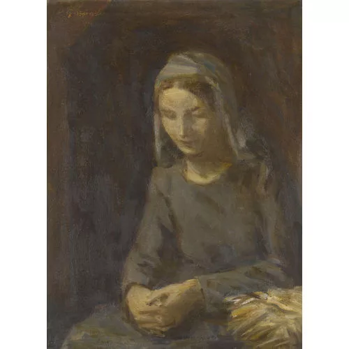 Paul Gmünder — Sitzende Frau mit Kopftuch.