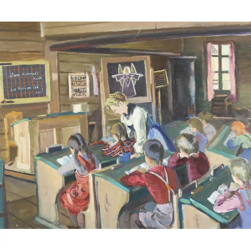 Paul Jakob Müller — Unterricht an der alten Schule von Faltschen.