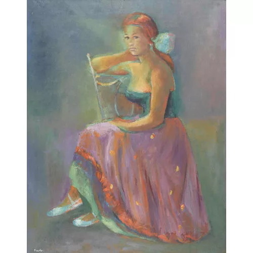 Paul Jakob Müller — Ganzfigur einer sitzenden Frau.