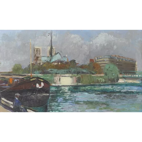 Paul Jakob Müller — Pariser Seinepartie mit Notre-Dame.