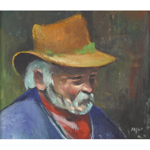 Paul Jakob Müller — Porträt eines alten Mannes mit Hut.