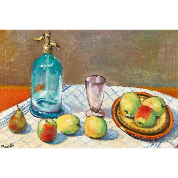 Paul Jakob Müller — Stillleben mit Obst und Siphonflasche.