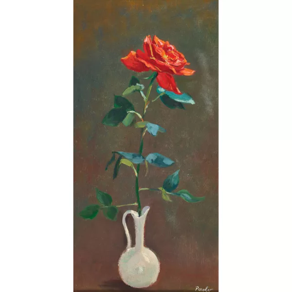 Paul Jakob Müller — Rose in weisser Vase.