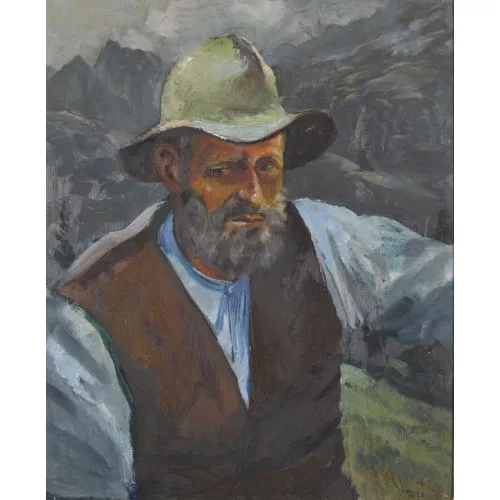 Paul Jakob Müller — Bärtiger Bauer im Gebirge.