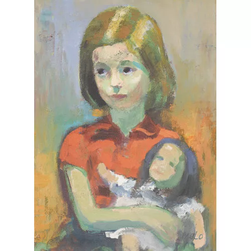 Paul Jakob Müller — Porträt eines Mädchens mit Puppe.