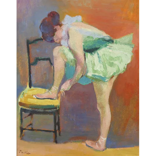 Paul Jakob Müller — Balletttänzerin beim Schnüren ihrer Schuhe.