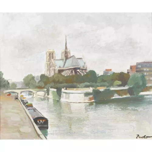 Paul Jakob Müller — Seineufer mit Blick auf Notre-Dame.