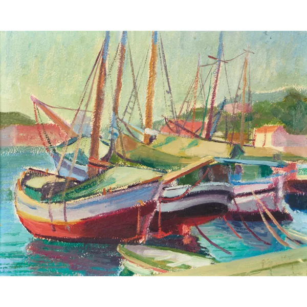 Paul Jakob Müller — Segelschiffe im Hafen.