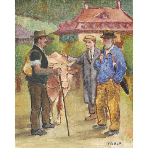 Paul Jakob Müller — Herrentrio mit Kuh.