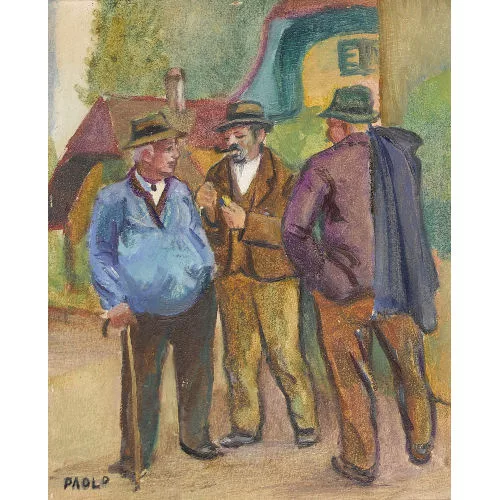Paul Jakob Müller — Wegpartie mit drei Herren.