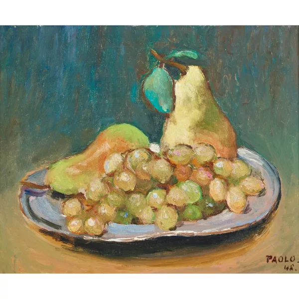 Paul Jakob Müller — Stillleben mit Trauben und Birnen.