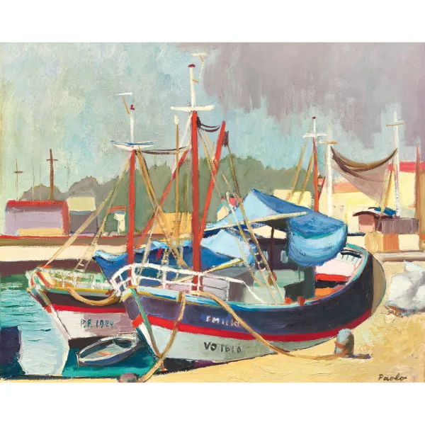 Paul Jakob Müller — Segelschiffe im Hafen.