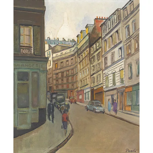 Paul Jakob Müller — Strassenszene im Pariser Quartier Montmartre.