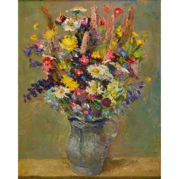 Paul Jakob Müller — Blumenstrauss in Steinzeugkrug.