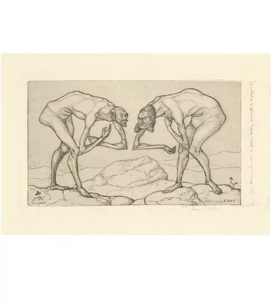 Paul Klee — Zwei Männer, einander in höherer Stellung vermutend, begegnen sich - Inv. 6 — Galerie Kornfeld