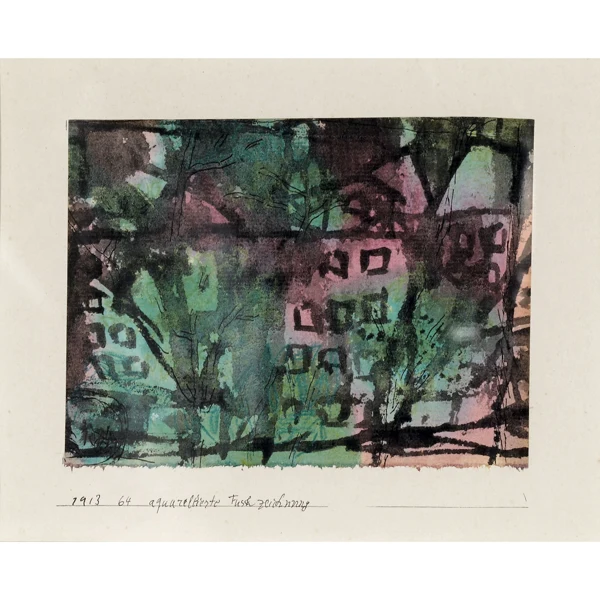 Paul Klee — BÄUME IN EINER STÄDTISCHEN STRASSE, GRÜN INDIGOROT, 1913 TREES IN AN URBAN STREET, GREEN INDIGORED, 1913