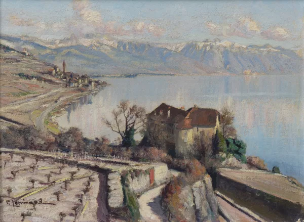 Paul Lépinard — Paul LEPINARD (1887-1963), 'Vue du Lavaux', huile