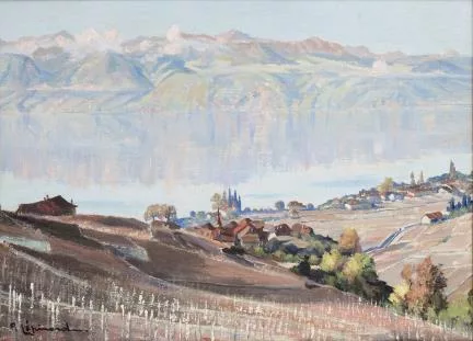 Paul Lépinard — Paul Lépinard (1887-1963, CH), 'Vue au dessus de Lutry'.