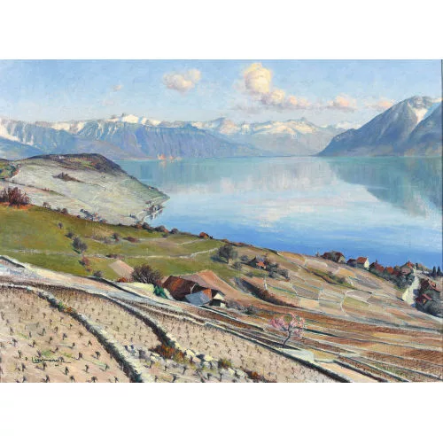 Paul Lépinard — Sonnige Ansicht des Lavaux am Genfersee.