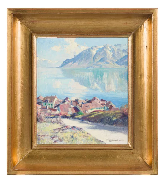 Paul Lépinard — Village au bord du lac,