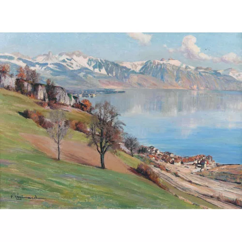 Paul Lépinard — Vorfrühling am Genfersee mit Blick auf Rivaz.