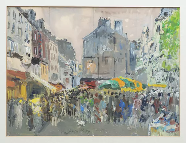Paul MATHEY (1891-1972), "Marché de la Rue Mouffetard, Paris Ve" — DognyAuction