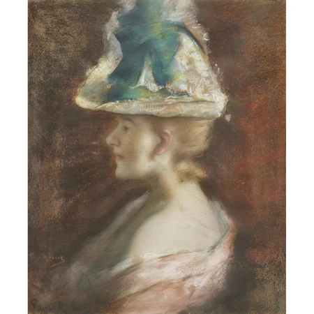Porträt einer eleganten Dame mit Hut