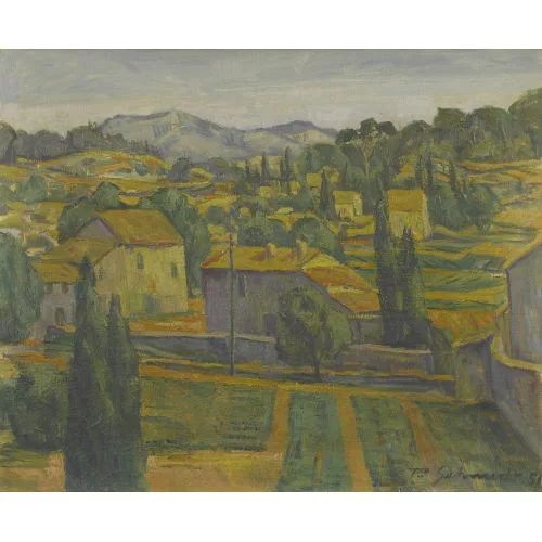 Paul Schmidt — Südliche Landschaft mit Häusergruppe.