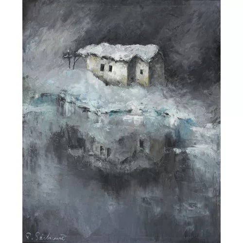 Paul Séchaud — Winter am Schwarzsee mit der Kapelle "Maria zum Schnee".